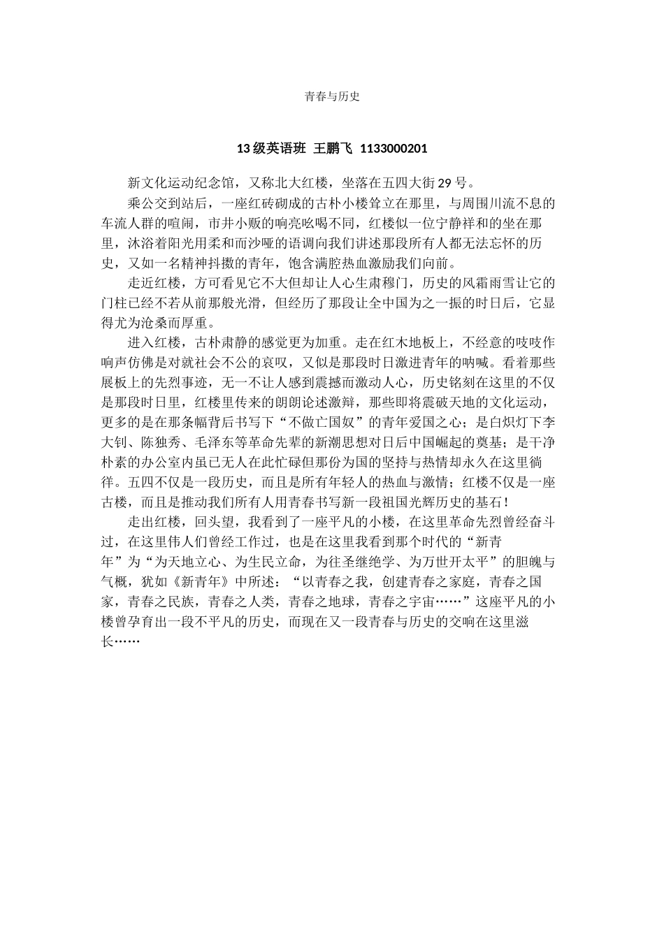 青春与历史王鹏飞_第1页