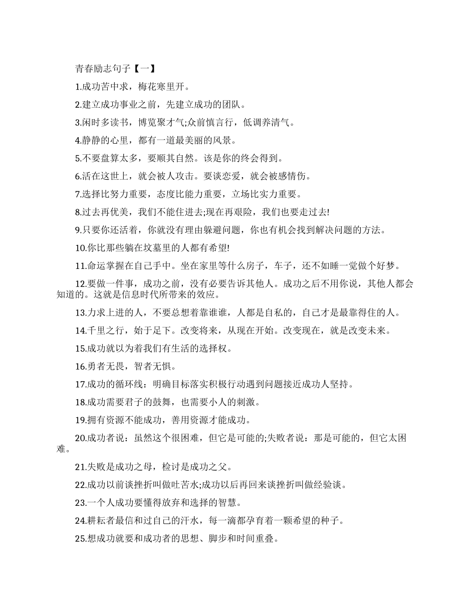 青春励志句子经典霸气_第1页