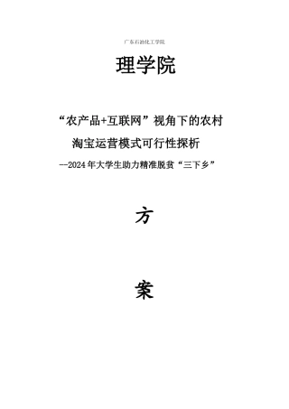 青春帮扶队三下乡方案书初稿