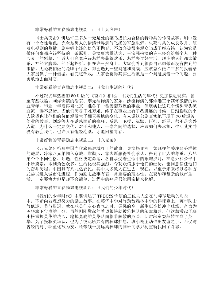 非常好看的青春励志电视剧-必看的青春励志电视剧_第1页