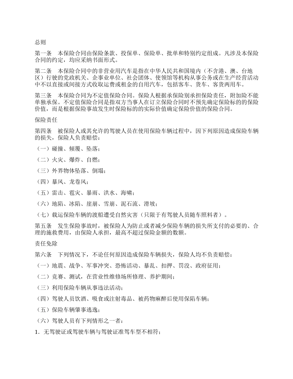 非营业用汽车损失保险合同_第1页