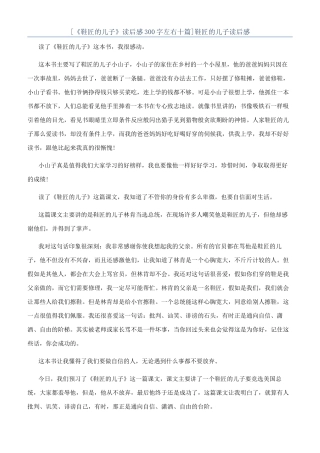 鞋匠的儿子读后感