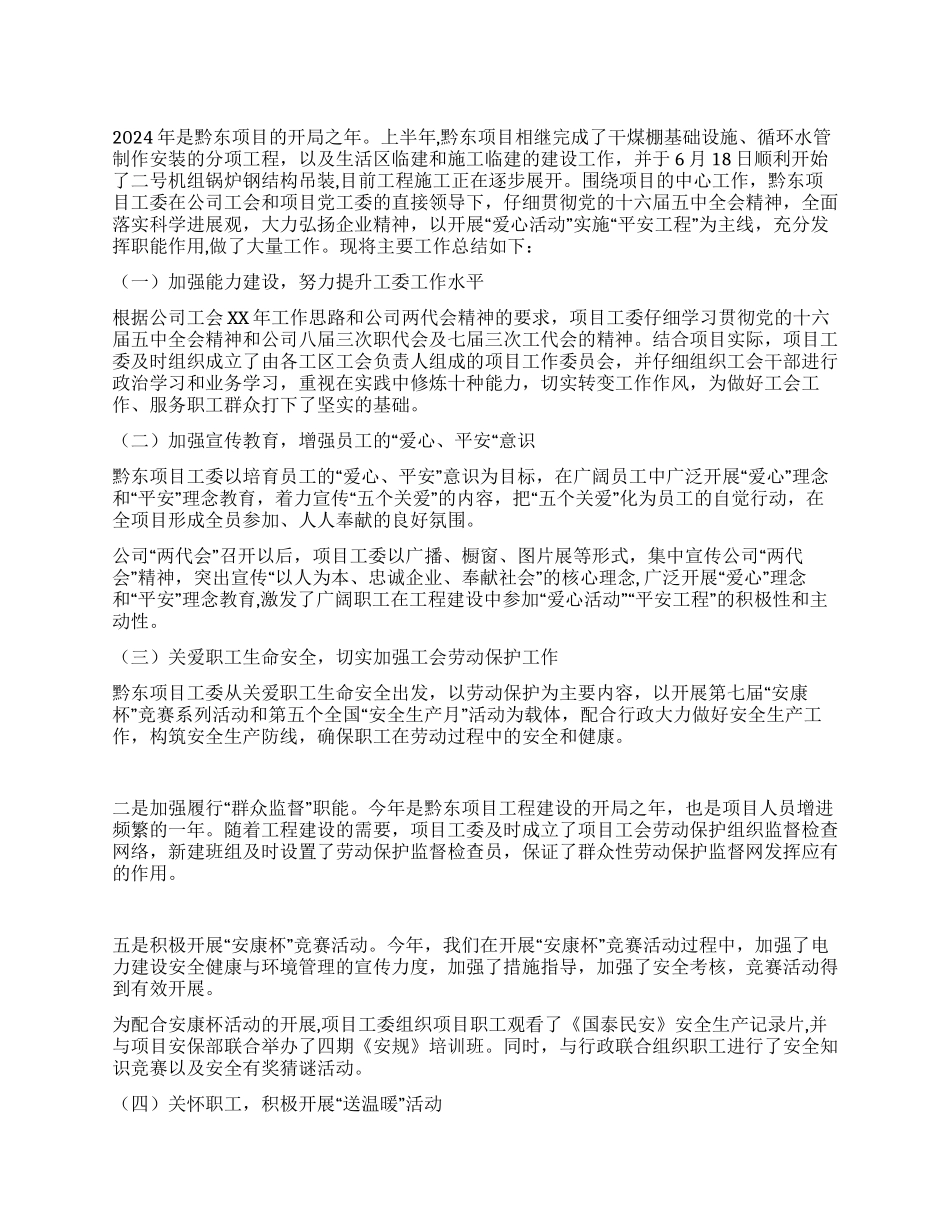 项目上半年工会工作总结_第1页