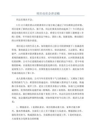 项目动员会讲话稿