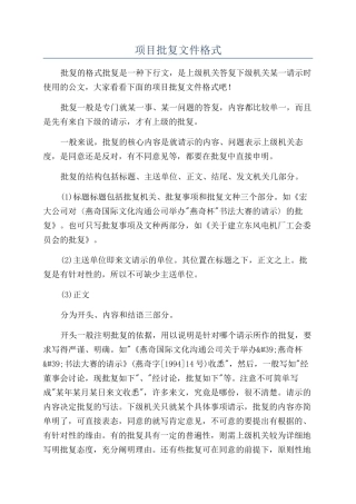 项目批复文件格式