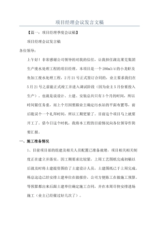 项目经理会议发言文稿