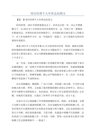 项目经理个人年终总结例文