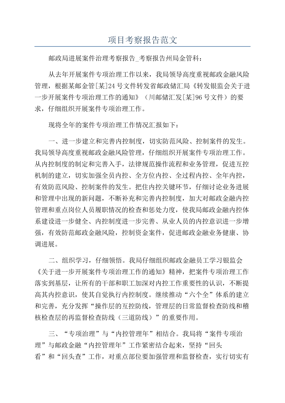 项目考察报告范文_第1页