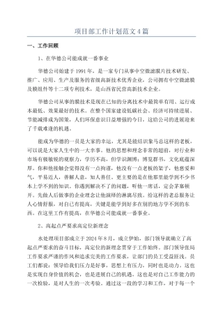 项目部工作计划范文4篇