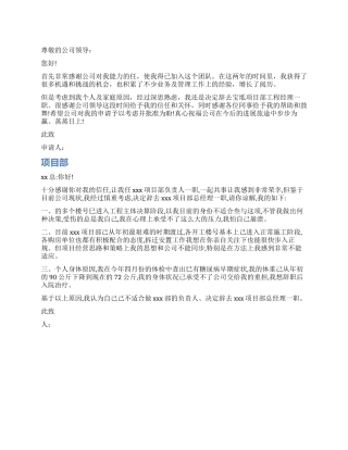 项目部辞职报告