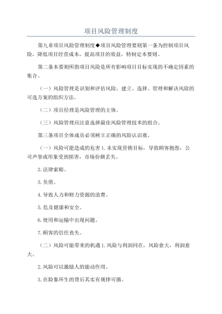 项目风险管理制度