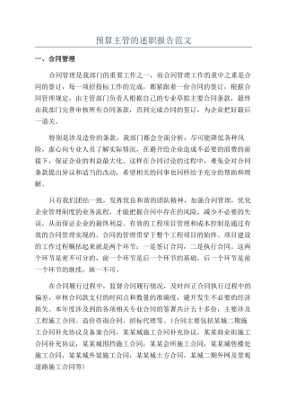 预算主管的述职报告范文
