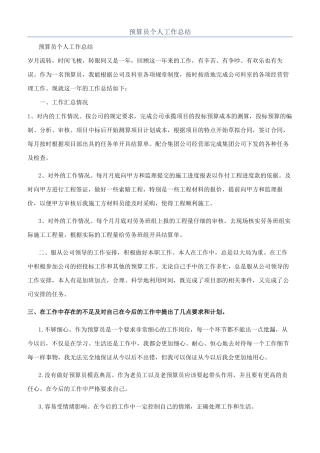 预算员个人工作总结