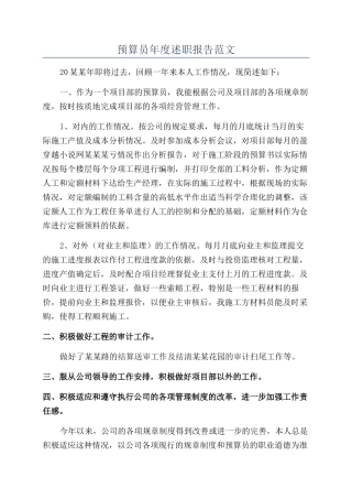 预算员年度述职报告范文
