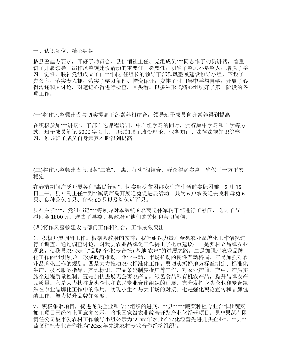 领导干部作风整顿学习动员阶段工作小结_第1页
