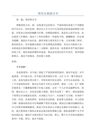 领导自我检讨书