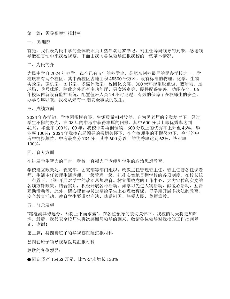领导视察汇报材料_第1页