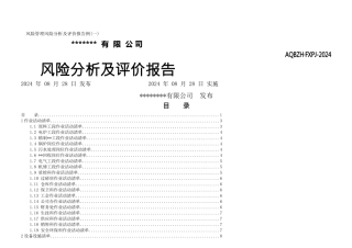 风险管理风险分析及评价报告例