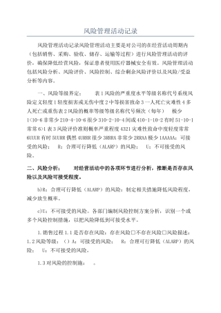 风险管理活动记录