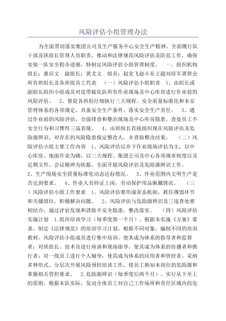 风险评估小组管理办法