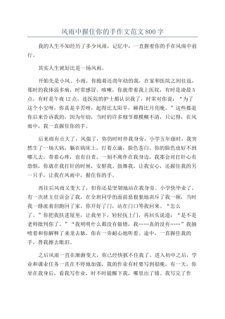 风雨中握住你的手作文范文800字