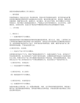 食监局加强地沟油整治工作方案