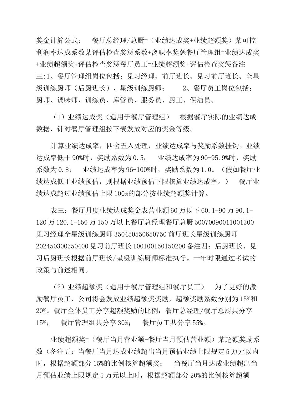 餐厅岗位薪酬管理制度_第2页