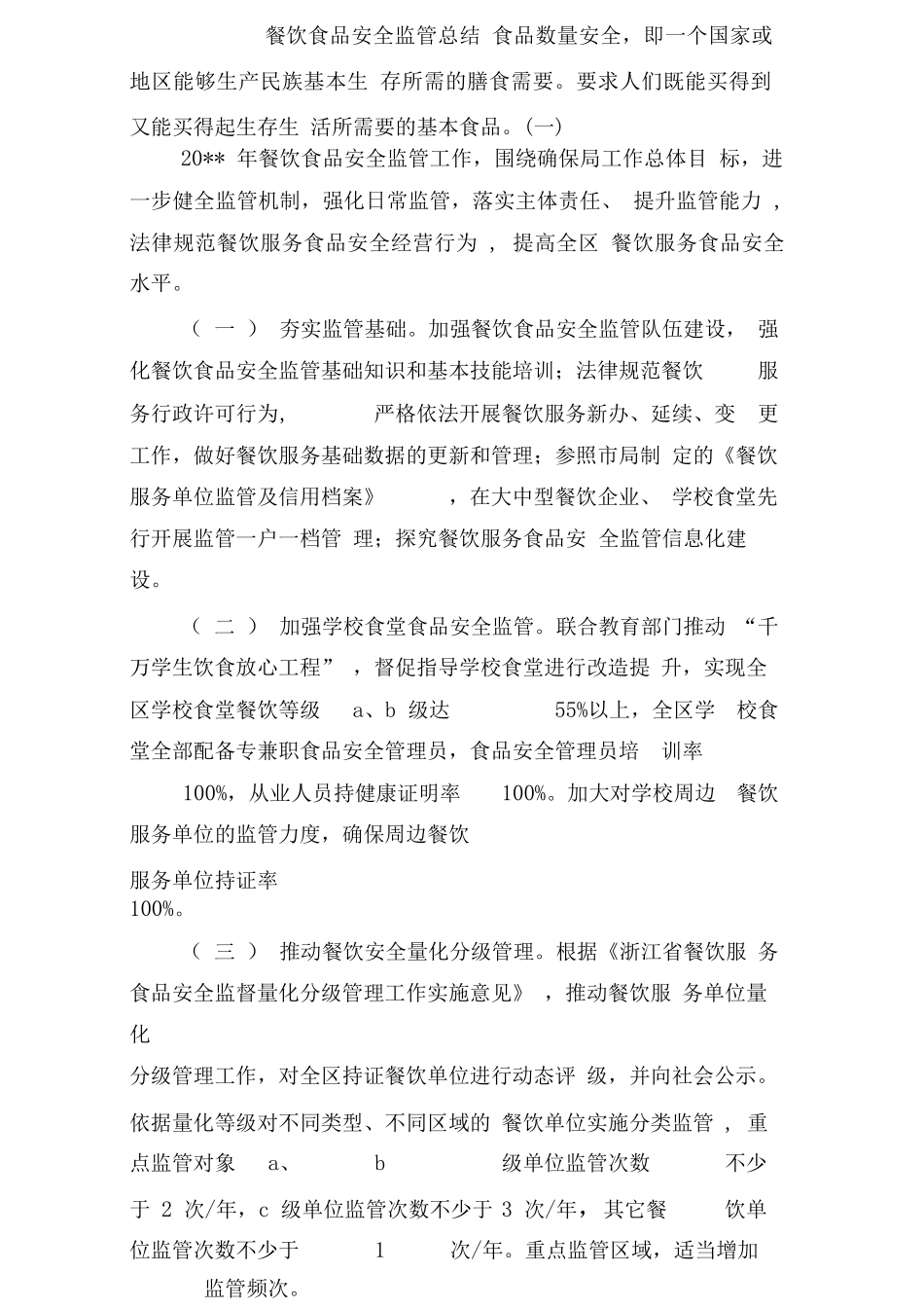 餐饮食品安全监管总结_第1页