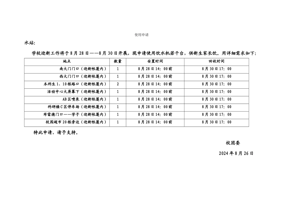 饮水机使用申请_第1页