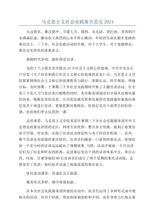 马克思主义社会实践报告范文2024