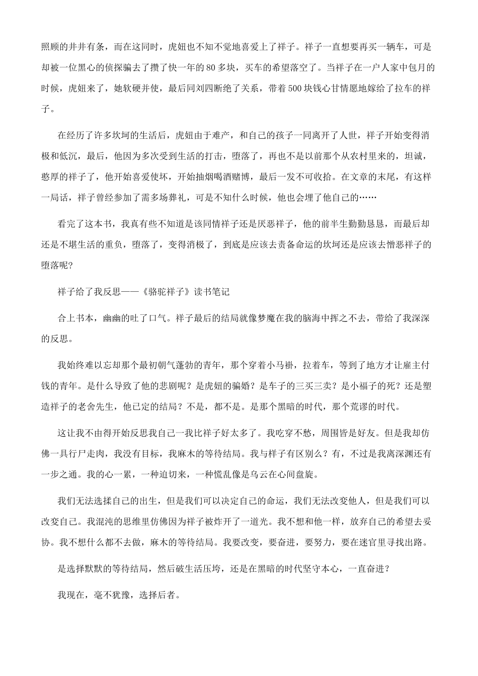 骆驼祥子读书笔600_第2页