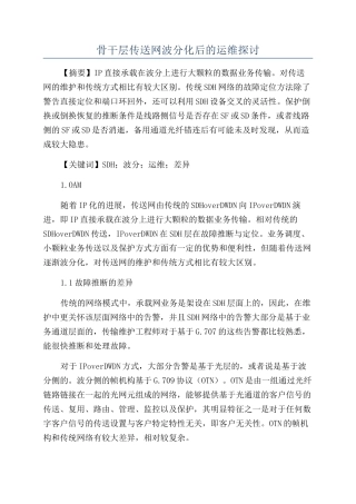 骨干层传送网波分化后的运维探讨