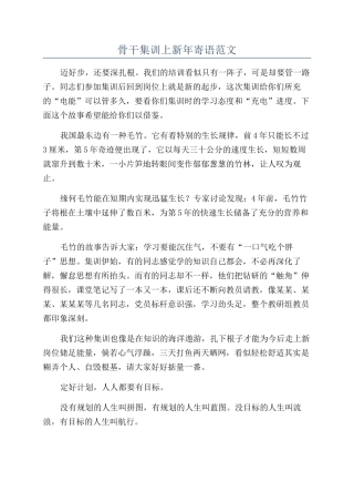 骨干集训上新年寄语范文