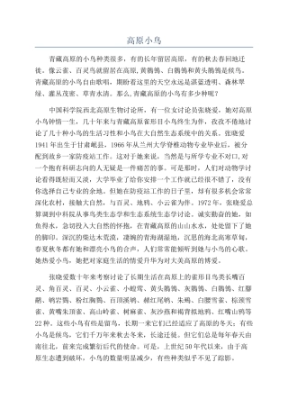 高原小鸟-精品文档