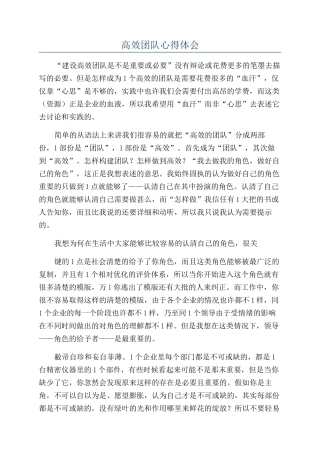 高效团队心得体会