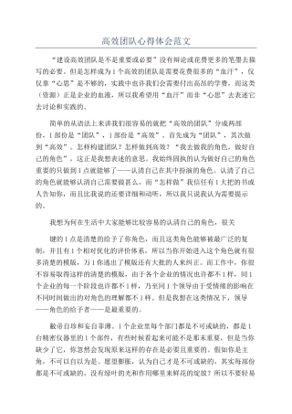 高效团队心得体会范文