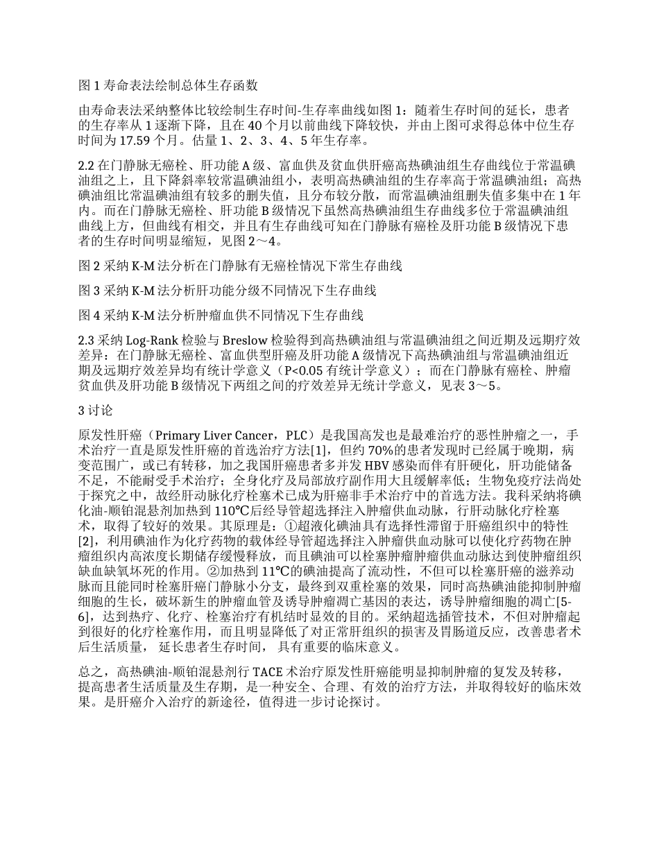 高热碘油超选择肝动脉化疗栓塞治疗原发性肝癌中远期疗效分析_第2页