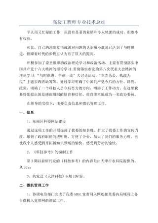 高级工程师专业技术总结