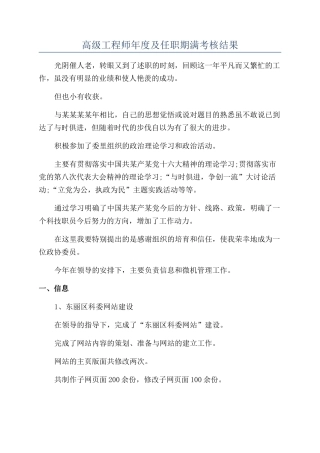 高级工程师年度及任职期满考核结果