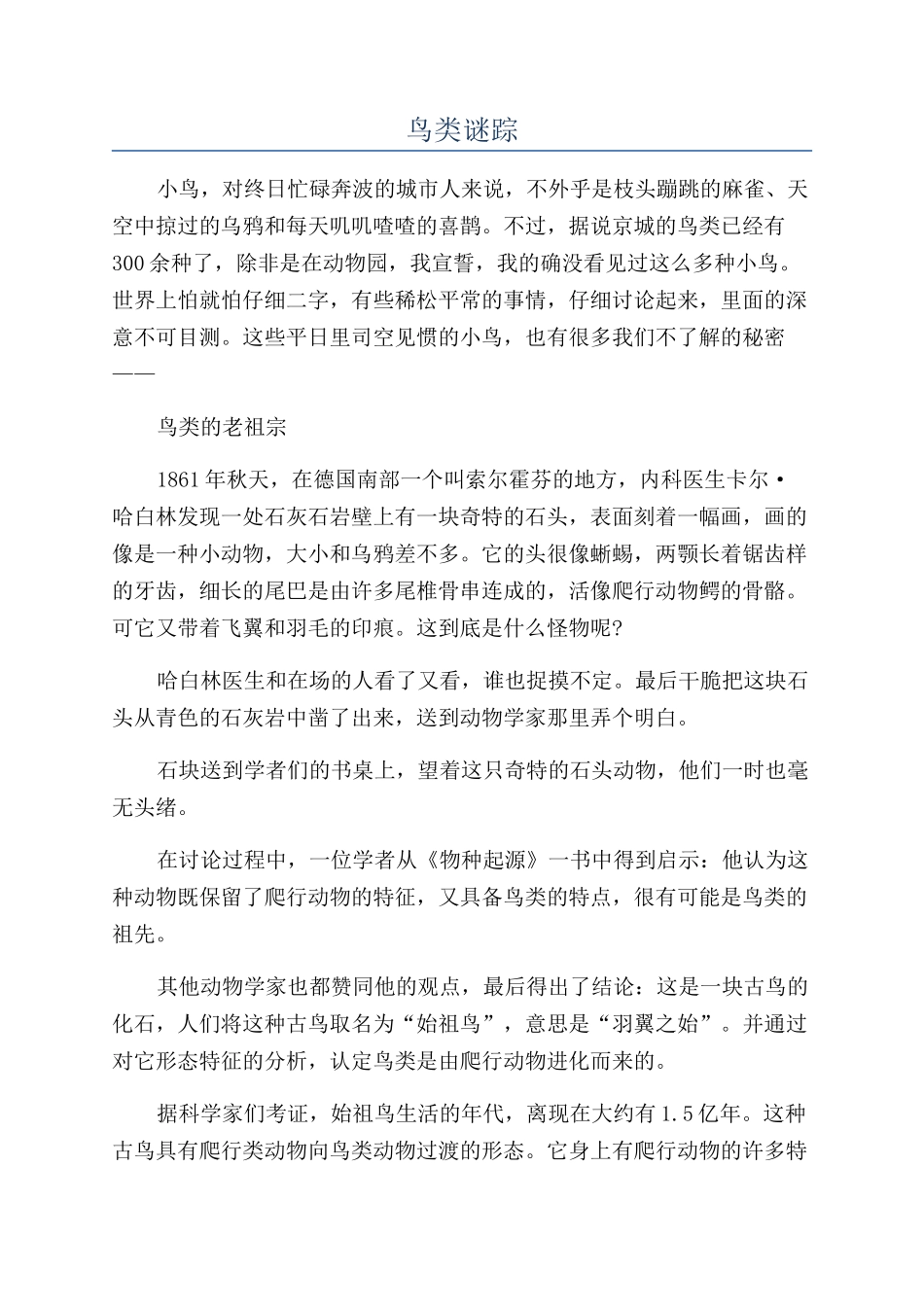 鸟类谜踪-精品文档_第1页