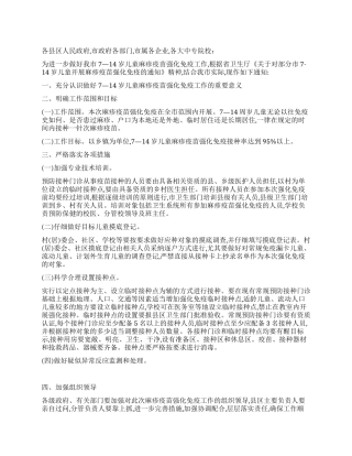 麻疹疫苗强化免疫工作通知