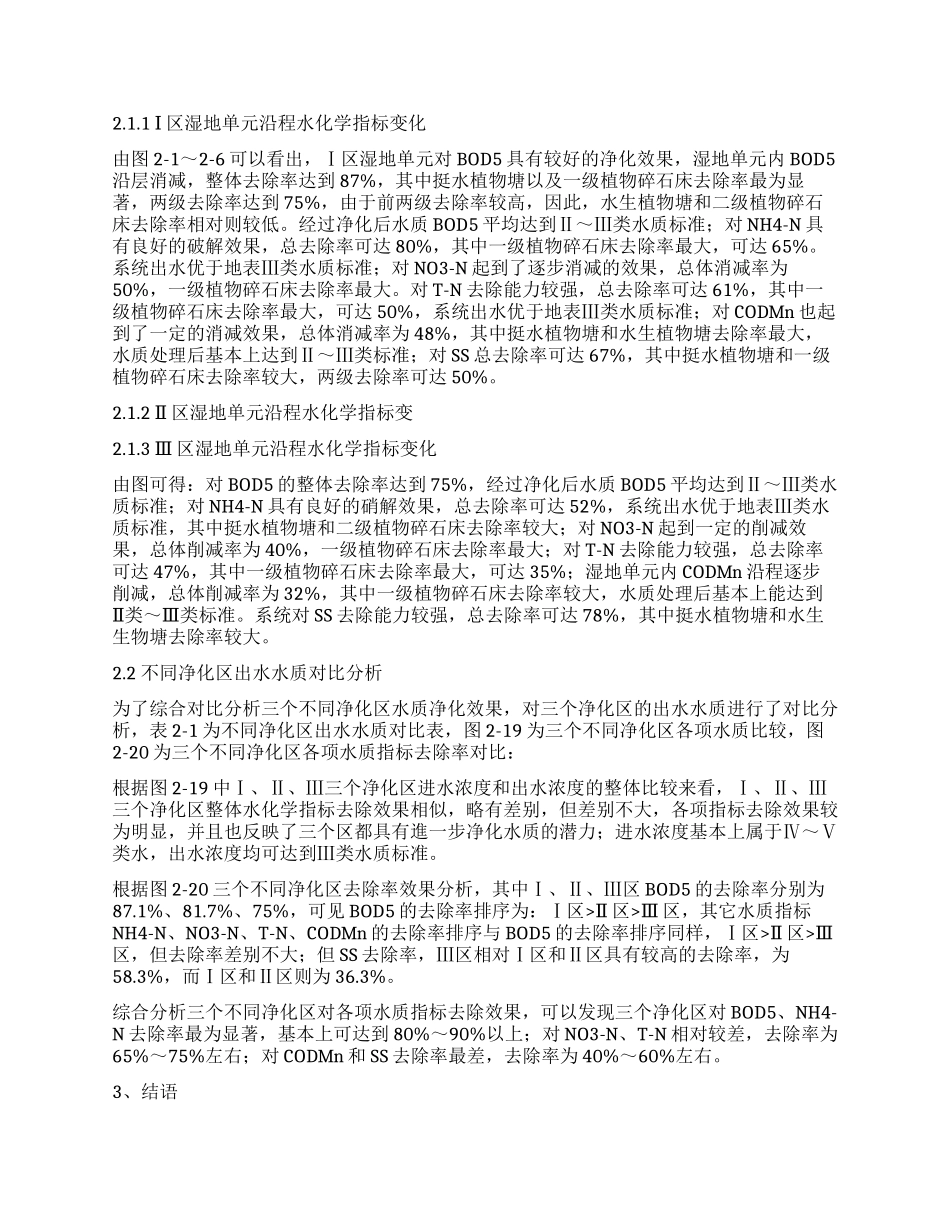黑土洼人工湿地水质优化运用方案运用效果分析_第2页