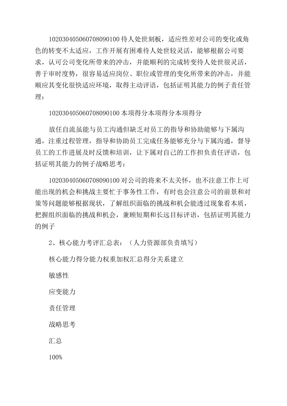 ＸＸ公司公司基层员工岗位年度考核表_第3页