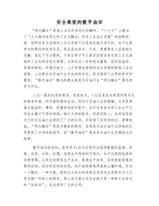 安全高效的数字油田
