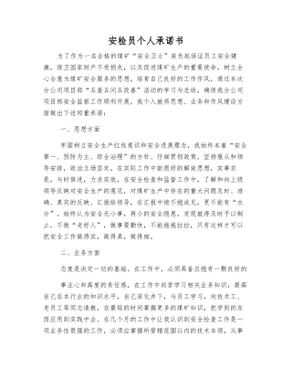 安检员个人承诺书