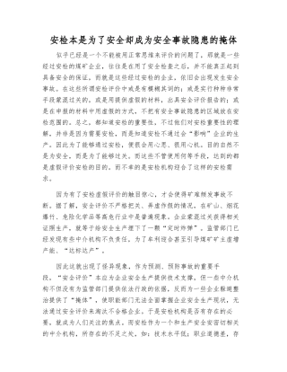 安检本是为了安全却成为事故隐患的掩体