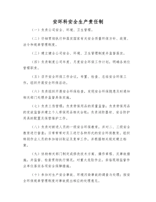 安环科安全生产责任制