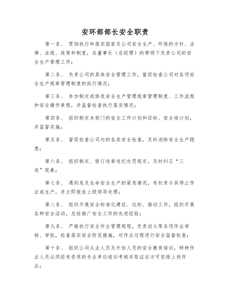 安环部部长安全职责_第1页