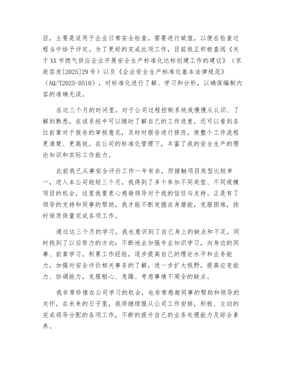 安评公司员工转正述职报告_第3页