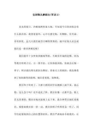 宝剑锋从磨砺出(军训2)